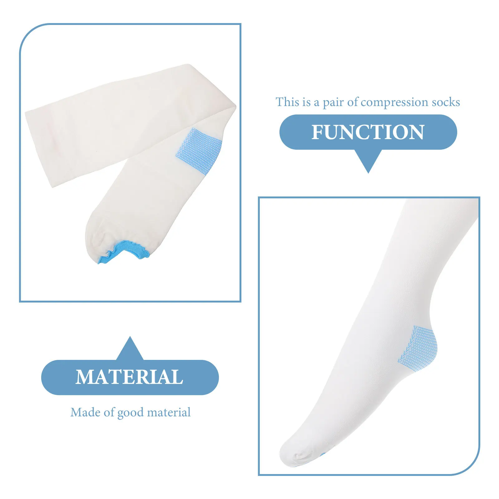 

1Pair Breathable Compression Socks Antithrombotic Elastic Medical Stockings for Nurses Pregnancy Running White Circulation Knee