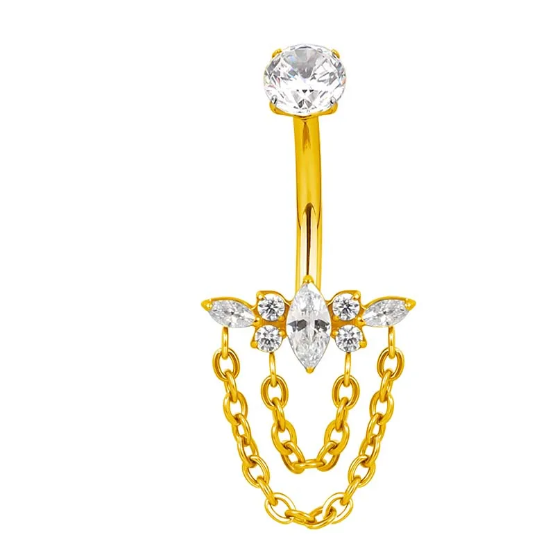 ASTM F136 Titanium Chain Belly Button Navel Ring