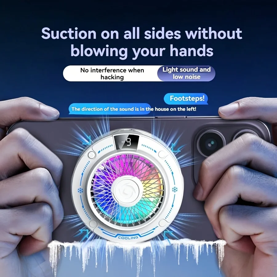 k38 AI Mobile Cooler Magnetic Back-clip Ice Cooling Radiator Digital Display RGB Light Gaming Cooler Temperature Control