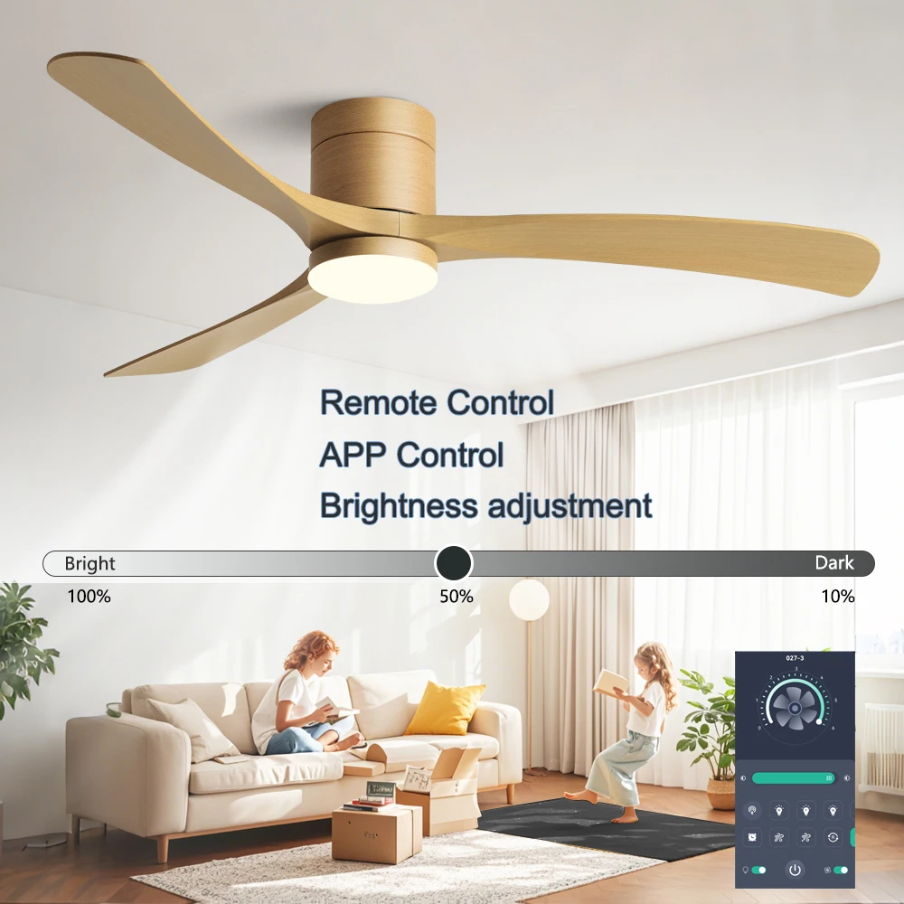 

38/46Inch Modern Low Profile Ceiling Fans with Lights and Remote Support App control and Infinite dimming for bedroom