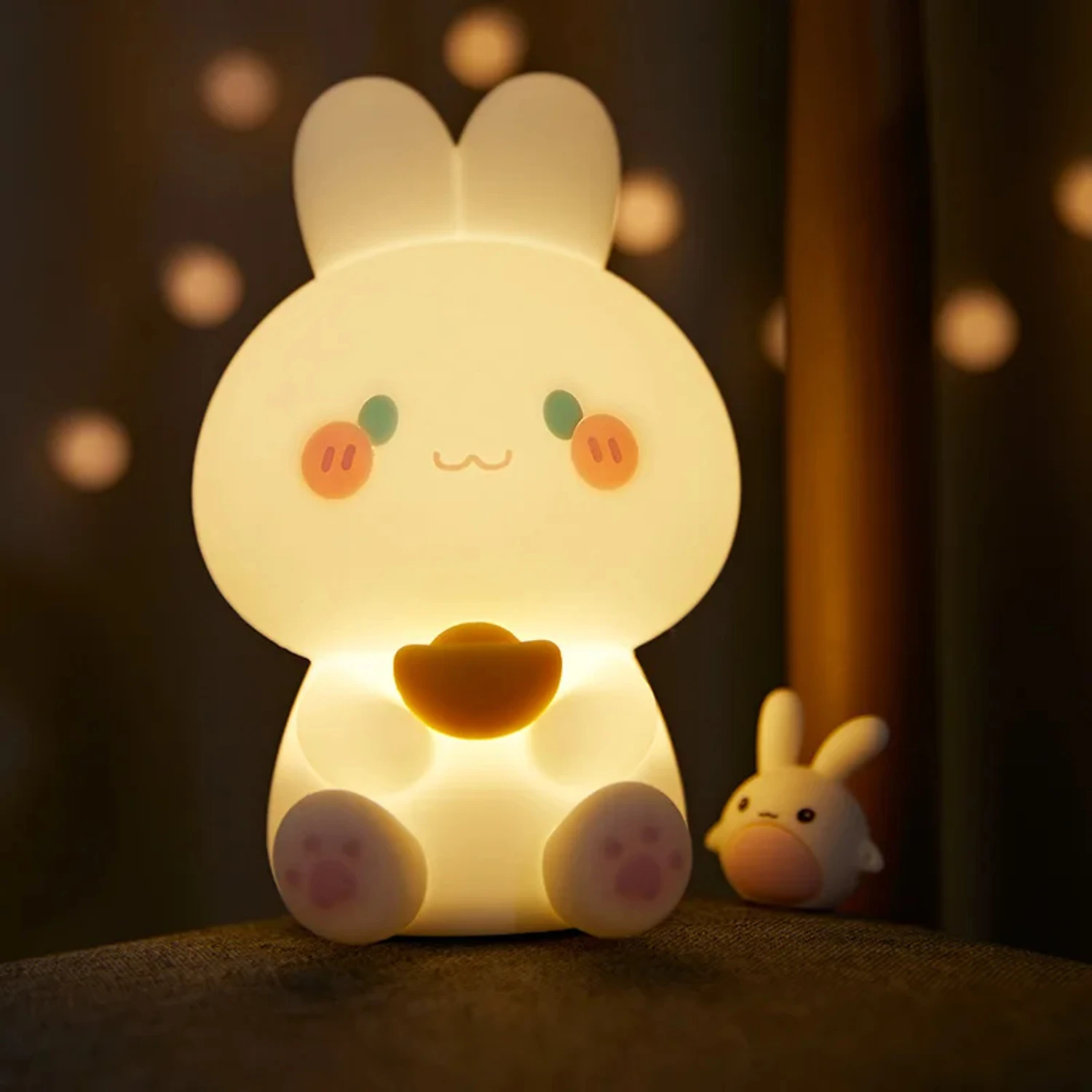 LED Night Lamp RGB Cute Rabbit Silicone Sleep Light USB Rechargeable  Sensor Bedroom Bedside  Kid Baby Gift Dropship