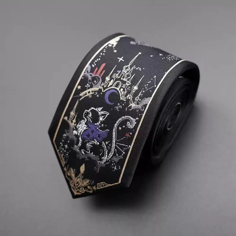 ニッチオリジナルデザインブラックマジックキャッスル手結びネクタイユニセックス-jkdk-カジュアルレトロカレッジスタイル衣類アクセサリーギフト