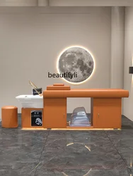 Silla de champú de terapia de cabeza tailandesa, salón de belleza para el cabello, circulación de agua dedicada, fumigación con luz LED, silla de champú con agua caliente