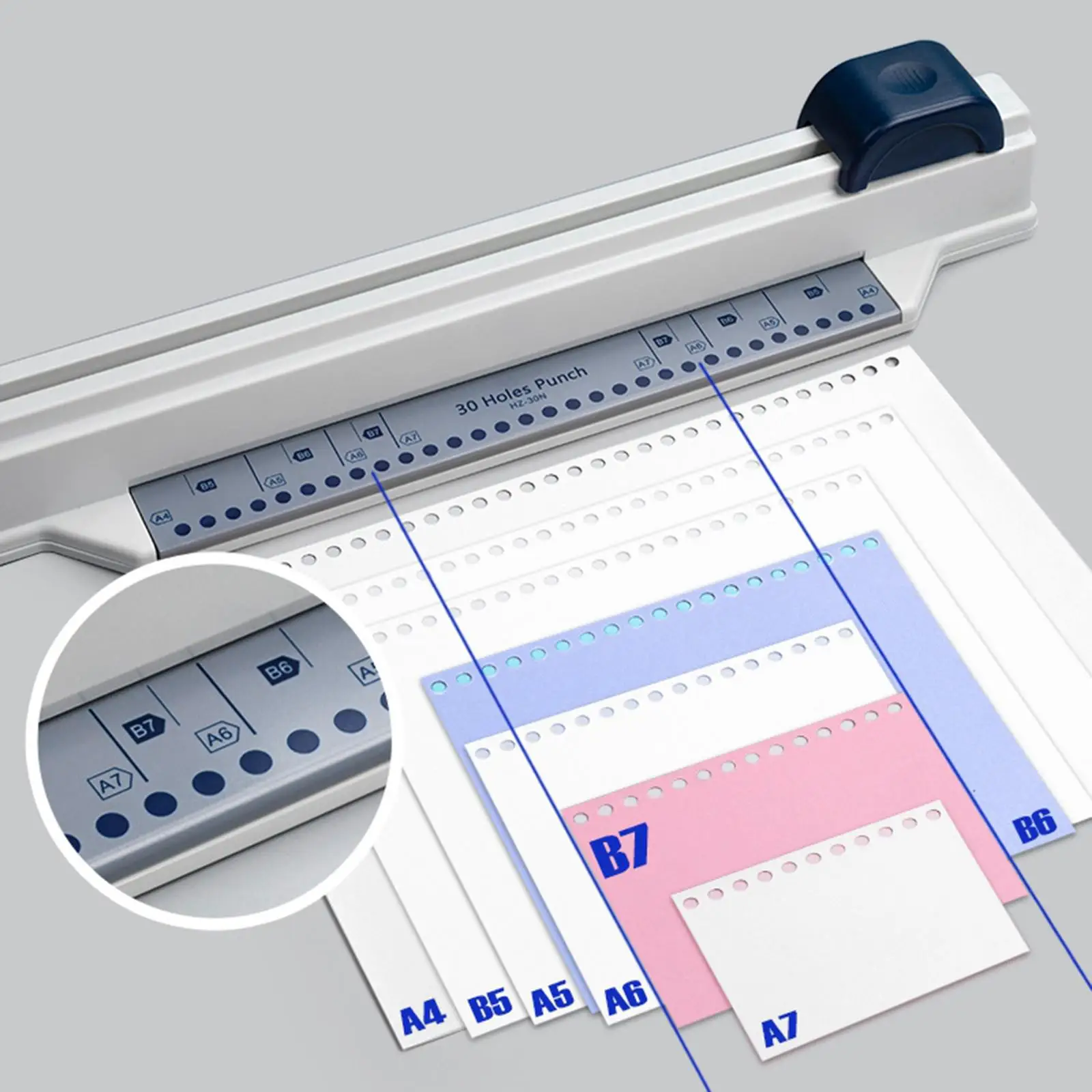 30-gaats punch multifunctionele puncher punch machine handmatige spoelbinding kantoornotities multi-hole punch losbladige papier punch