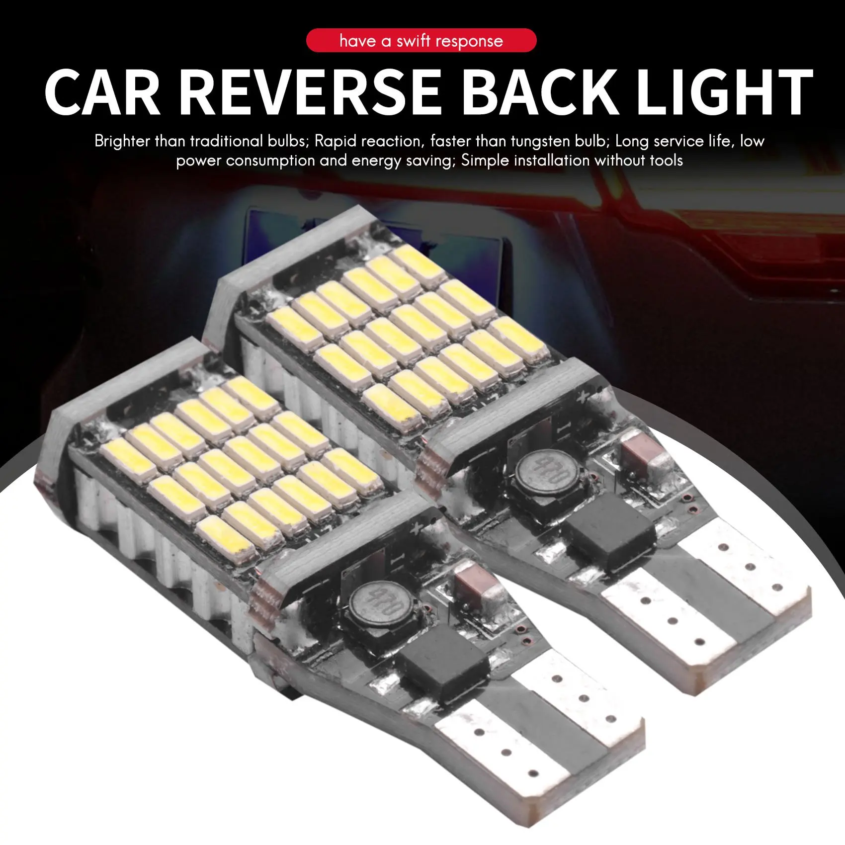 2x T15 W16W 45 SMD 4014 LED Car Reverse Back Light Bulbs 6000K White