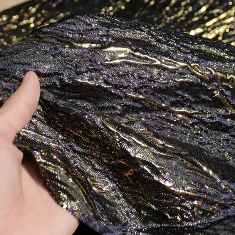 Dark gold vein pattern three-dimensional gilded lustrous fabric jacquard dress design