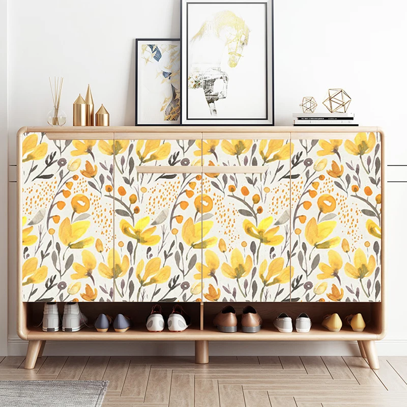 Vinyl Removable Self Adhesive Wallpapers Living Room Bedroom Study Wall Makeover Furniture Home Decor Yellow Flowers Stickers