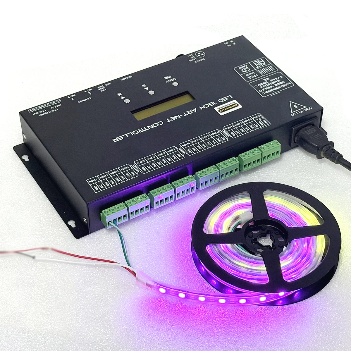 16320Pixels 16 Ports RGB LED Controller Programmable Strip Lights WS2812B WS2815 Stage Light Artnet Resolume LED Console