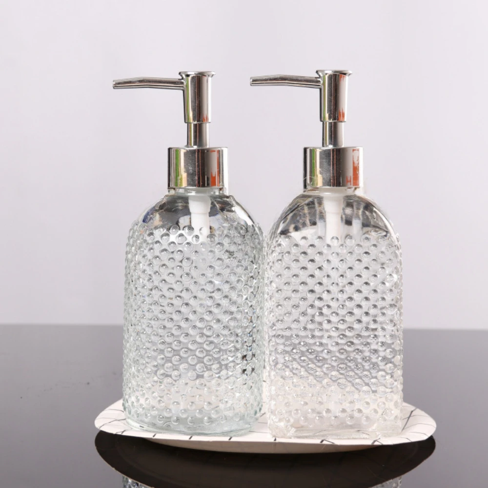 Light Luxury Hand Sanitizer 500ml Transparent Glass Household Home Press Shower Gel Bottle Set Decoration