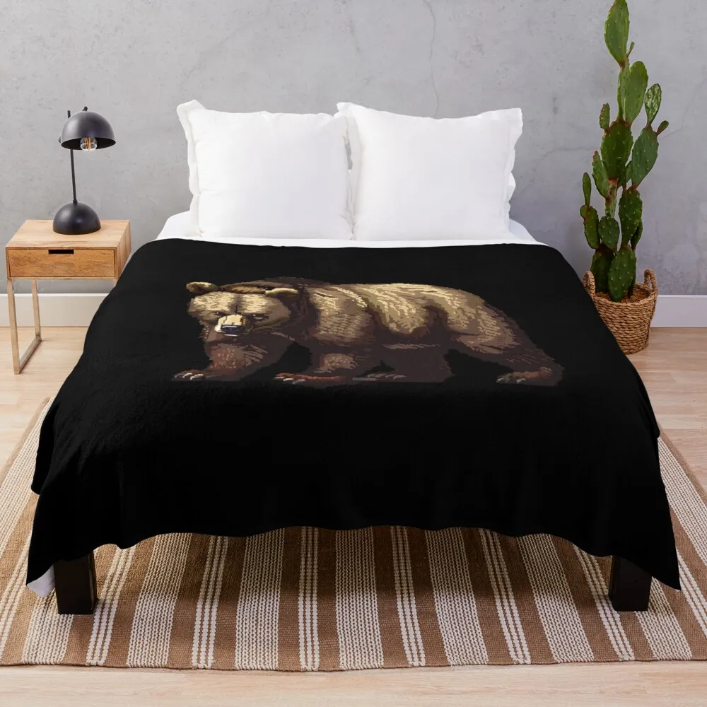 

Bear in Pixel Form Throw Blanket wednesday Decorative Throw anime valentine gift ideas Blankets