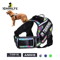 KOMMILIFE-Arnés perro transpirable de nailon,  protector de cuello reflectante arnes perro  , etiqueta de identificación personalizada,chaleco de arnés para perro sin tirones accesorios para perros