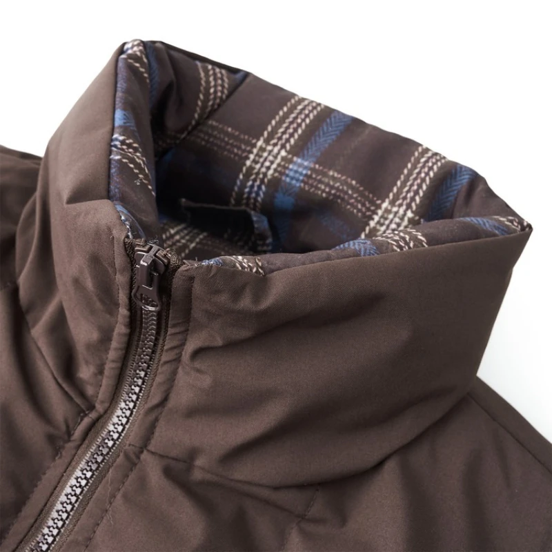 سترة رجالية مبطنة بالقطن على طراز شبابي جديد 2025 - أوف وايت (أسود/قهوة) S-3XL خفيفة الوزن للدفء ملابس يومية