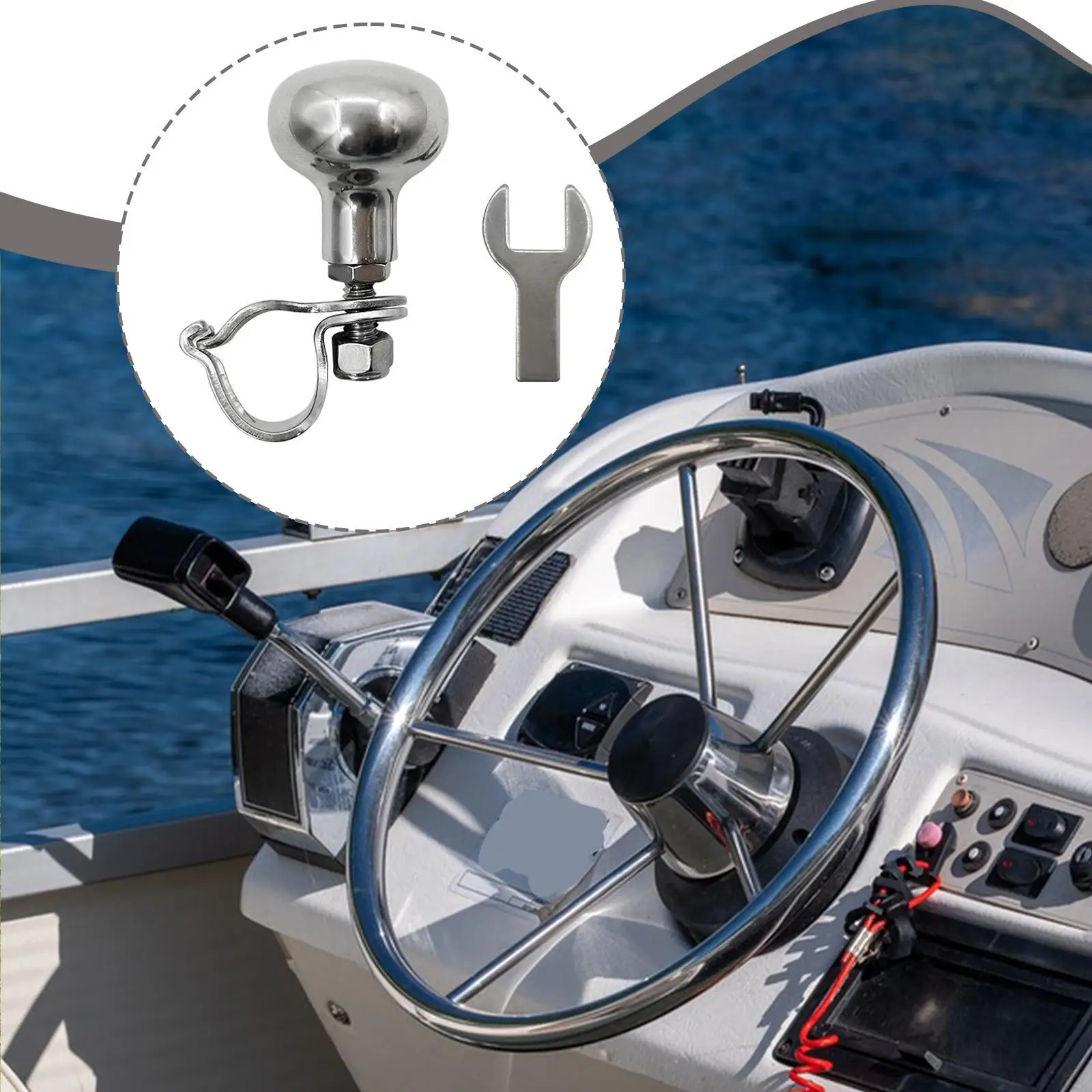 

Boat Steering Wheel Spinner Knob Easy to Install Replacement Component Power Handle Accessory for Vehicle Repair Driving