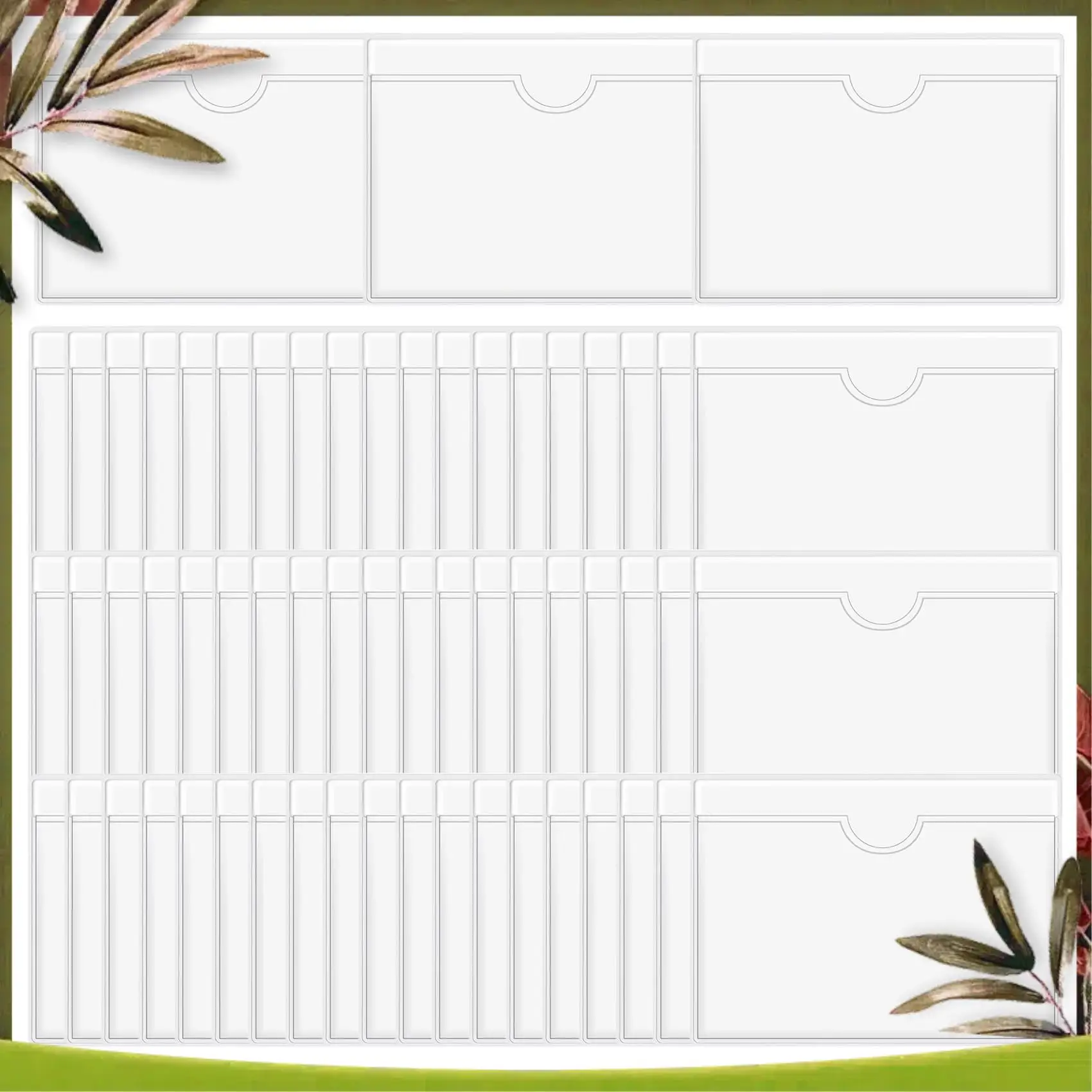 New-60Pcs Self-Adhesive Label Holder Card Pockets Label Holder Clear Library Card Holders With Top Open For Index Cards