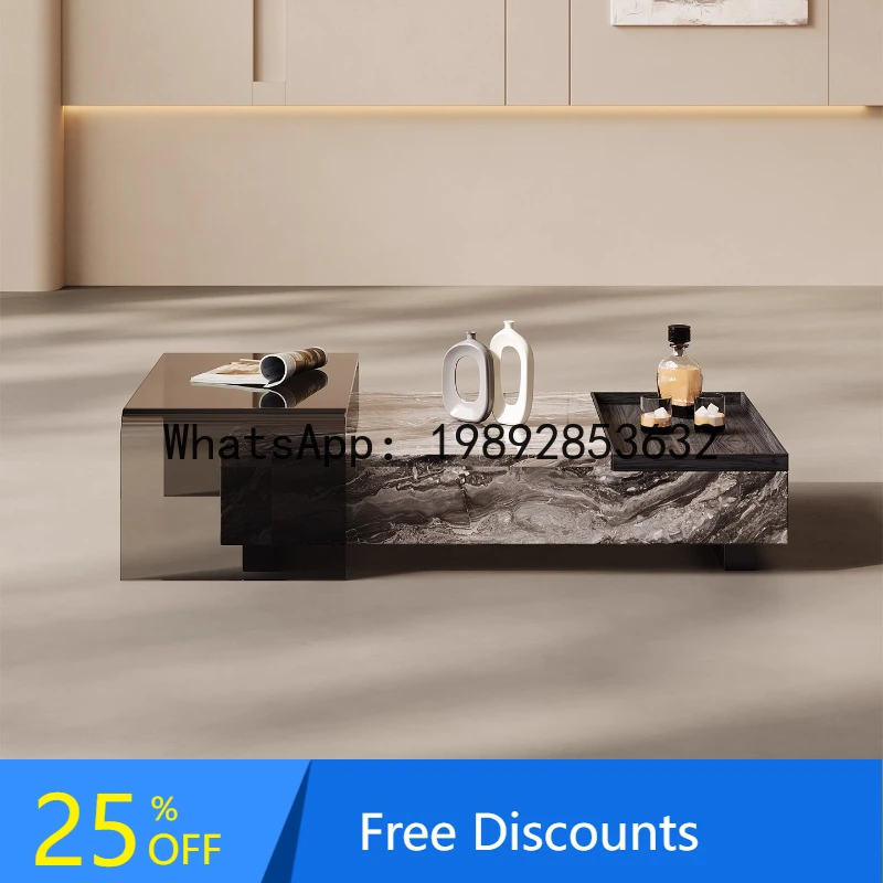 

XL Living Room Light Luxury Modern High-End Minimalist Italian Style Pure Natural Marble Coffee Table