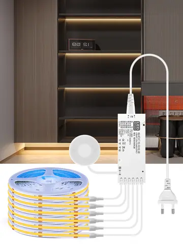 Dimmable LED Cabinet Light COB Strip Kitchen Shelf Pantry Showcase Bedroom Closet Backlight Lamp Hand Touch Motion Sensor Switch