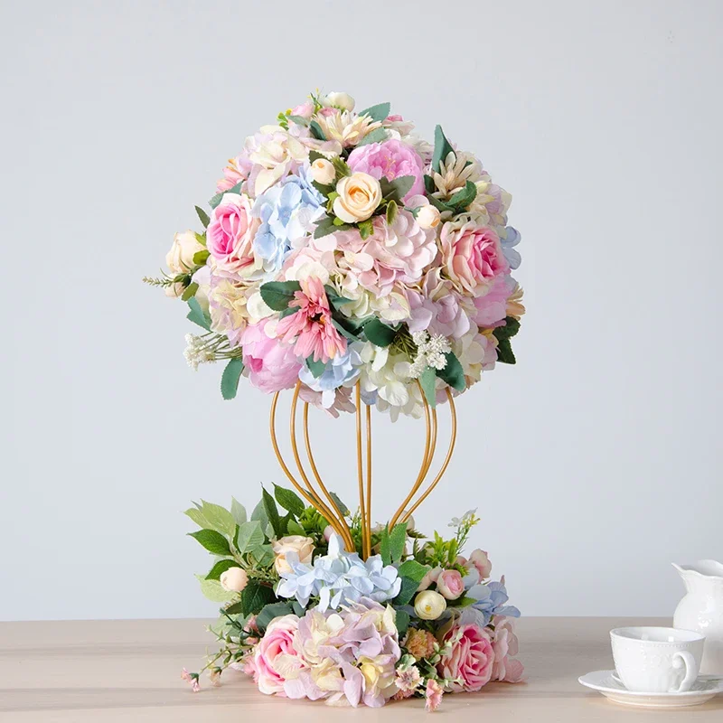 

Flower Ball for Wedding Decoration Dining Table Flower Ball Road-used Flowers Window Decoration, Gold Iron Stand, Luxury, 2Pcs