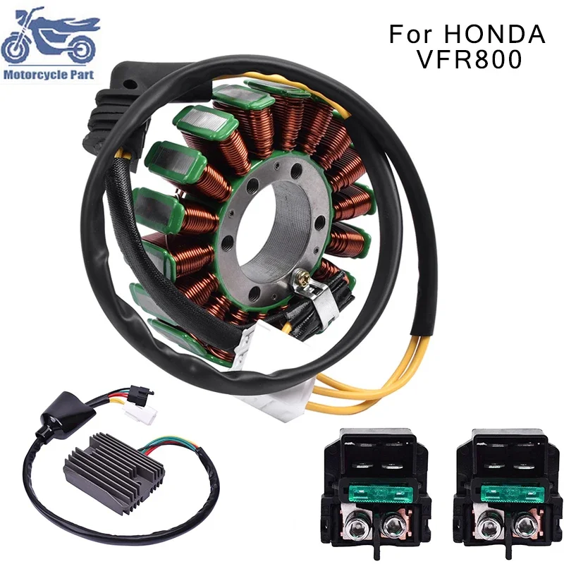 Motorcycle Generator Magneto Stator Coil & Regulator Rectifier & Left Starter Solenoid Relay Kit For HONDA VFR800 VFR 800 02-09