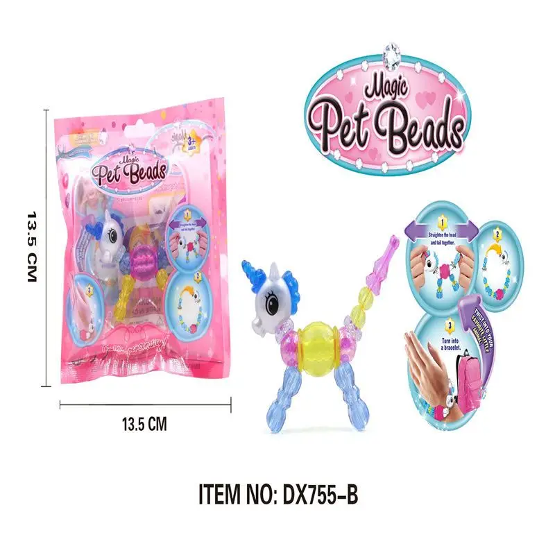 

1 PCS Unicorn paopao Cui Siti Magic Bracelet Children Girl Toys Handmade Pet Beads Toy Necklace Animal Pendant Birthday Gift DIY