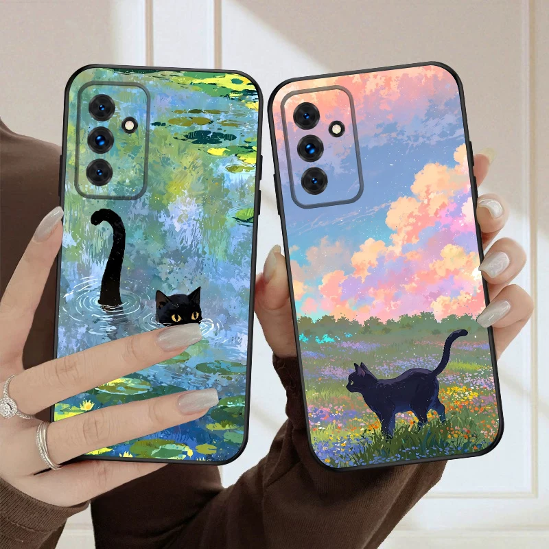 

Dreamy cartoon cat For Samsung S20FE S21 22 23 FE 24 Plus 25 Ultra Galaxy M23 32 34 35 52 53 54 55 silicone soft phone case