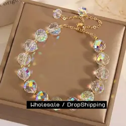 CARLIDANA Fashion Colorful Artificial Austria Crystal Bracelet New Shiny Stone Beads Rope Chain Strand Bracelets for Women Party