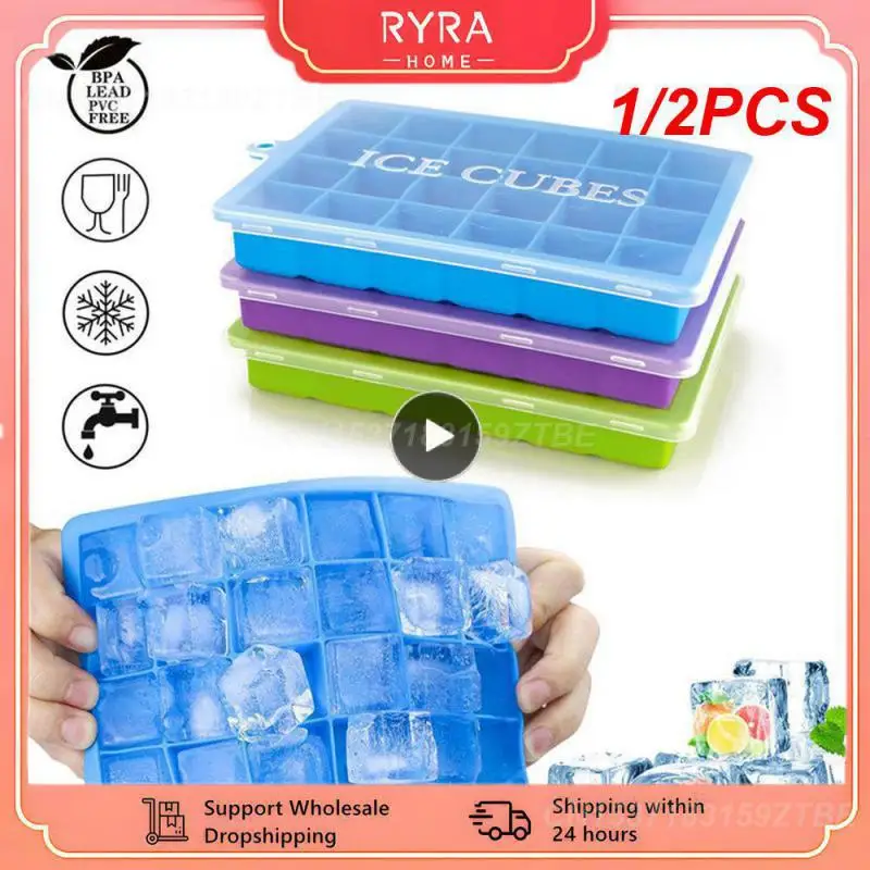 

1/2PCS Colors 24 Grids Small Fruits Mold Ice Maker For Making Silicone With Lid Eco-Friendly Cavity Tray Ice