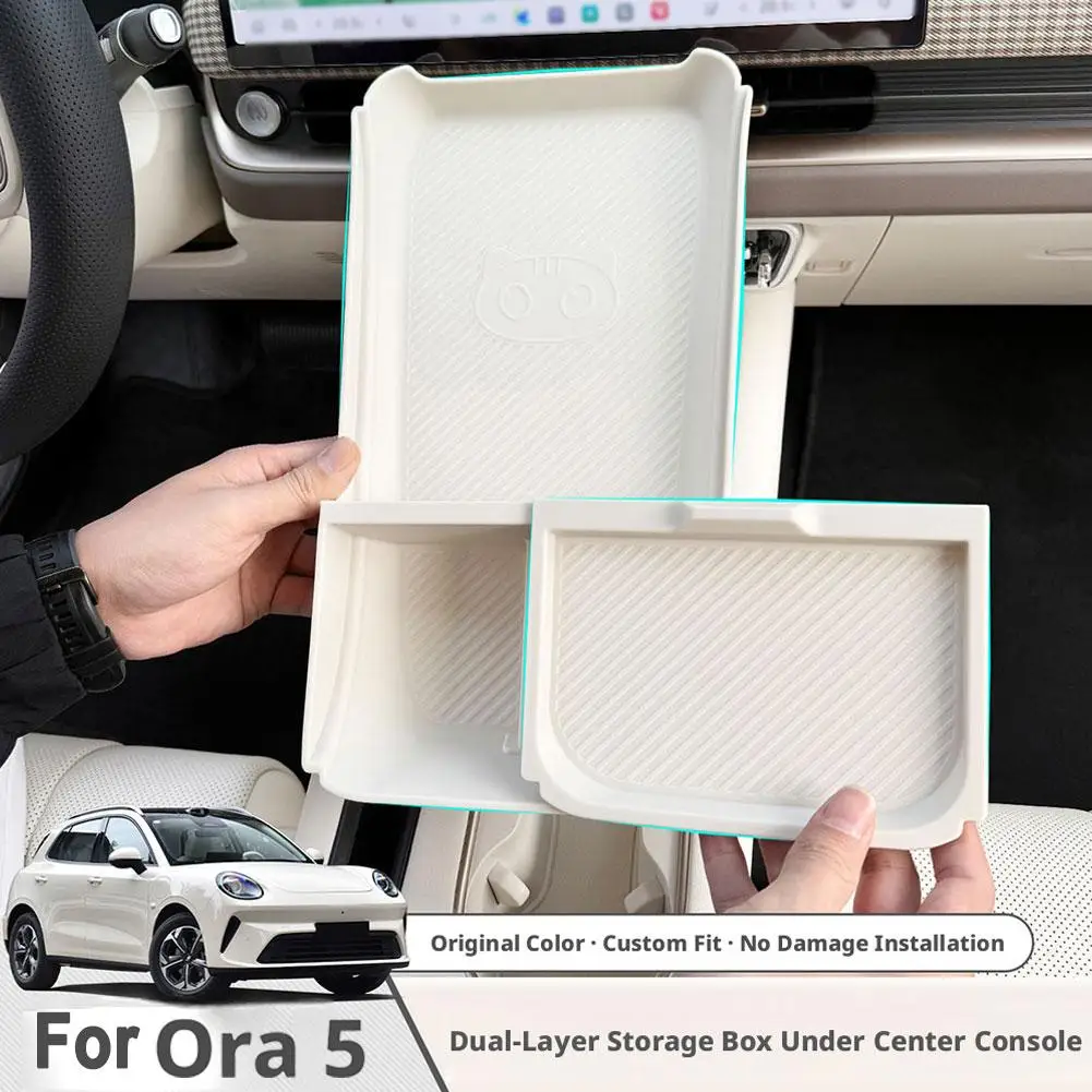 For ORA 05 Center Console Storage Box Armrest Organizer Partition Tray Stowing Tidying Car Interior Accessories