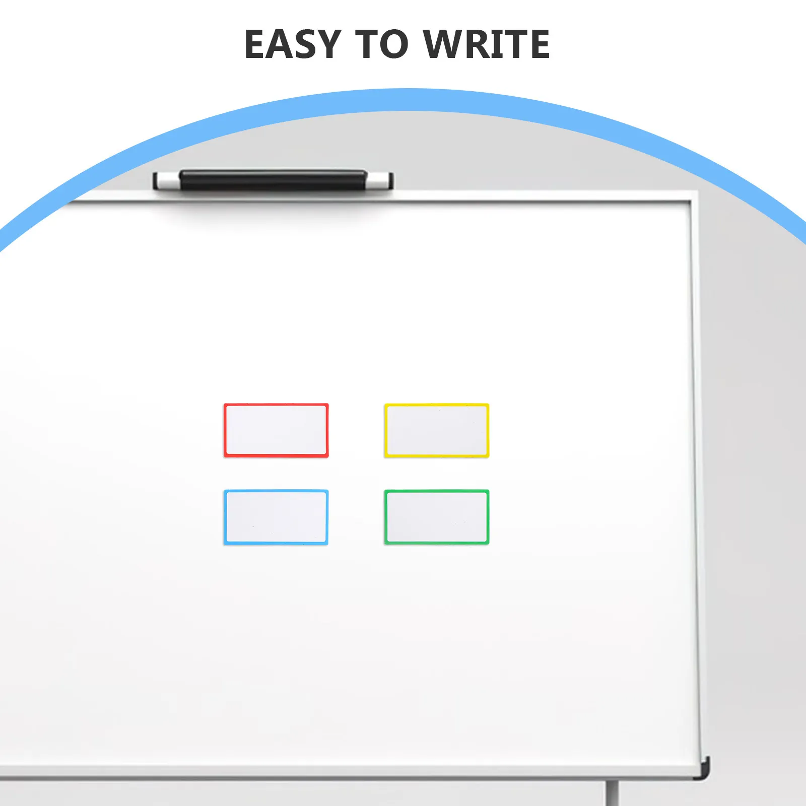 8Pcs Magnetic Dry Erase Name Tags Reusable Writable Blank Labels Strong Magnet Back Colored Edges Easy Clean Paper Surface