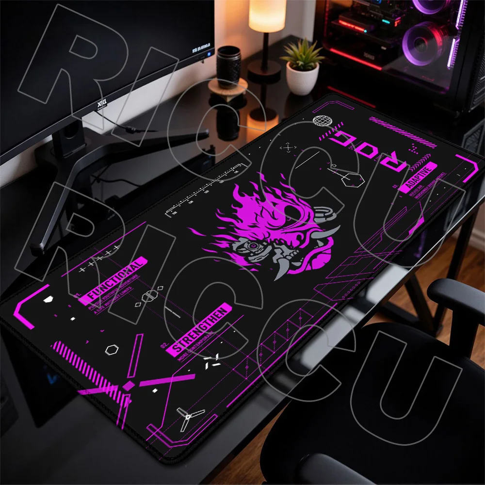 XXL Machine Devil Mask Gaming-Mauspad, rutschfeste Büromatten, Schreibtischunterlage, Anime-Spielmatte, C-Cyberpunk-Mauspad, Tastatur, PC-Zubehör