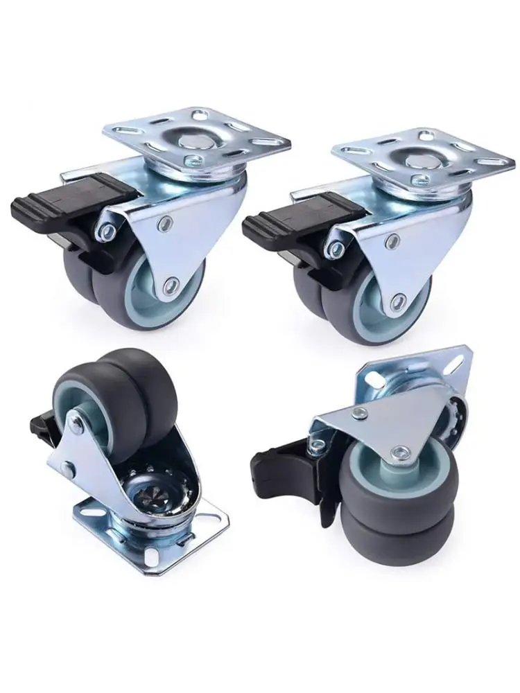 

(4 упаковки) 2-дюймовый плоский двухрядный универсальный ролик с тормозом, резиновая Бесшумная мебель, электрическая магнитная, износостойкая