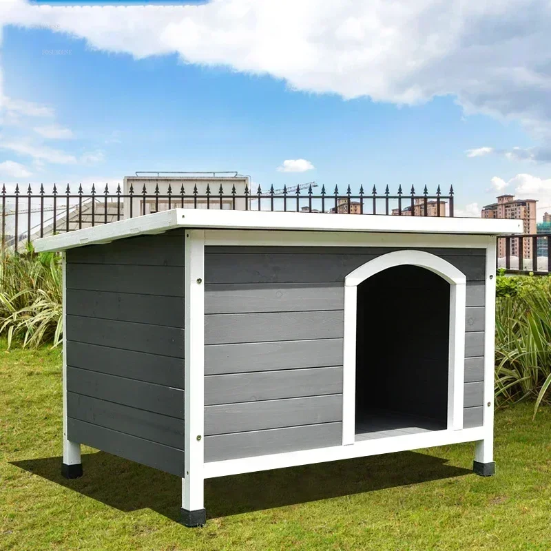 Solid Wood Dog House Outdoor Courtyard Pet  Universal Rainproof Anticorrosion Four Seasons Warm Small Medium-sized Doghouse