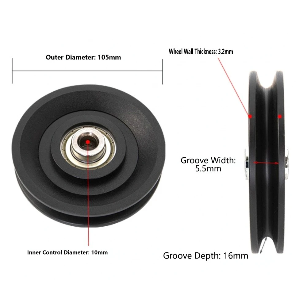 2pcs Cable Pulley Wheel for Lat Pulldown Machine - 90/105mm OD 10mm ID Fits 4-5mm Cables Quiet Smooth Rotation