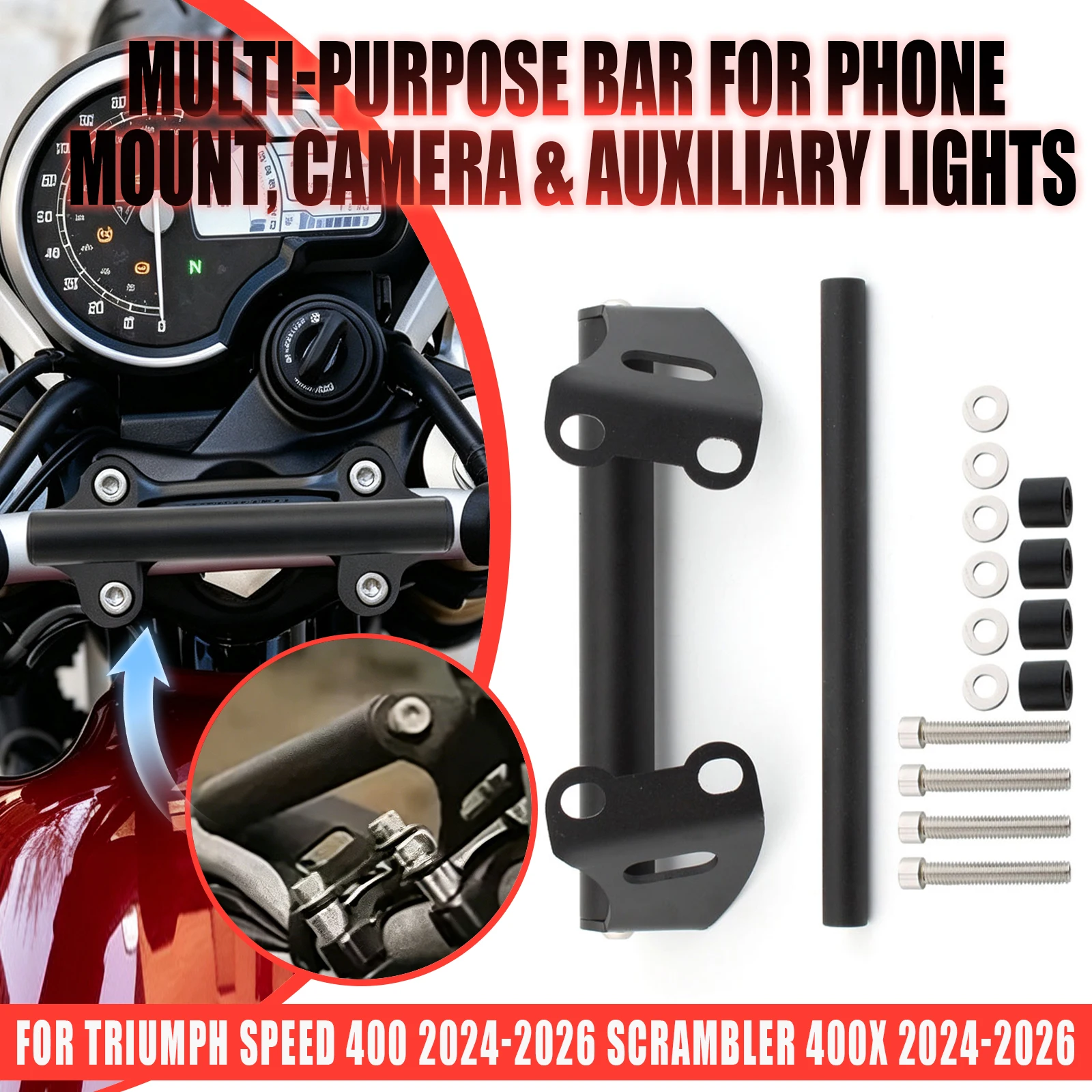 Motorcycle GPS Navigation Phone Bracket Mount Holder Adapter For Triumph Speed 400 Scrambler 400 2024 2025 2026