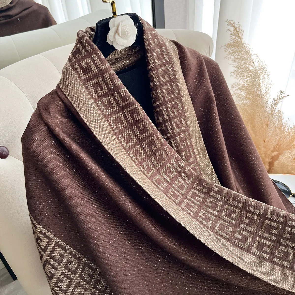 우아한 여성 무슬림 히잡 금사 장식 롱 스카프, 봄/가을 자외선 차단 스카프 장식 숄 랩 헤드스카프