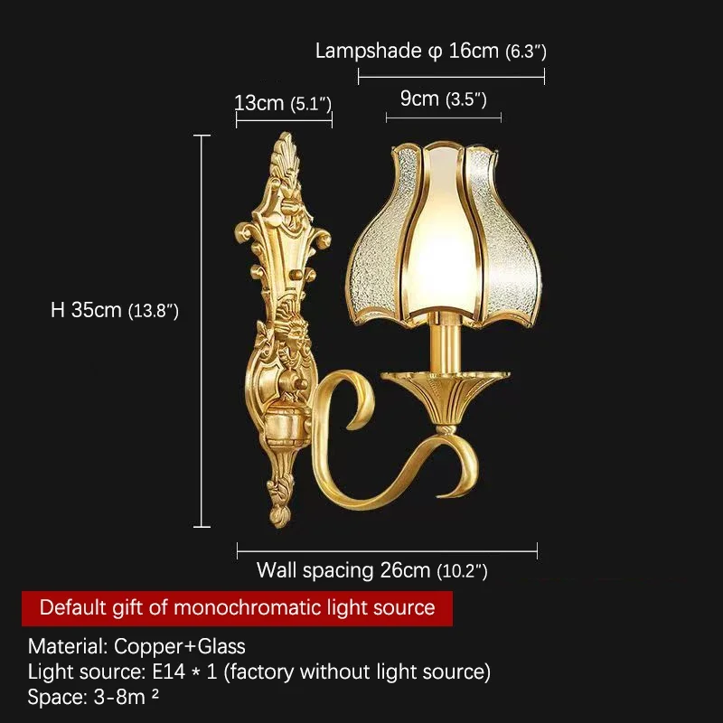 AFRA American Brass Wall Lamp Indoor Living Room Bedroom Bedside Lamp Retro villa Hotel Corridor Hallway Wall Lampl Lamp