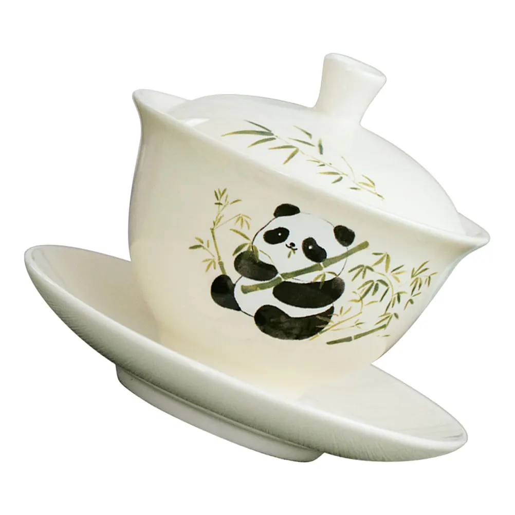 

1 Set Ceramic Tea Cup Chinese Design Panda Pattern Kawaii Mug With Lid Teacup Saucer Aesthetic Drinkware For Tea Coffee Water
