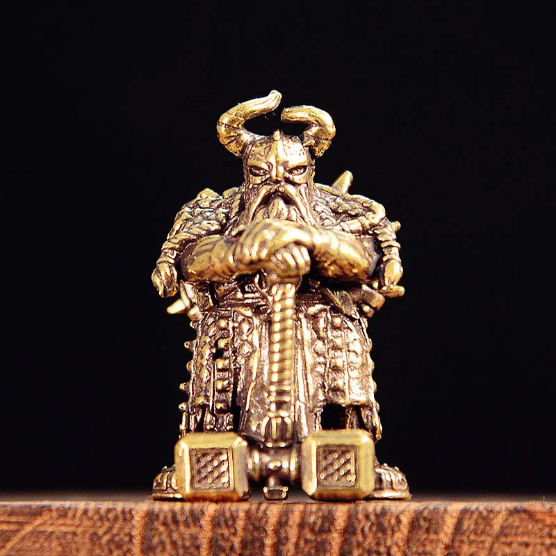 Northern Divine Hammer Miniature 3.3cm Handmade Brass Mythical Relic Sculpture Craft Ornaments Collectible Sculpture Home Office