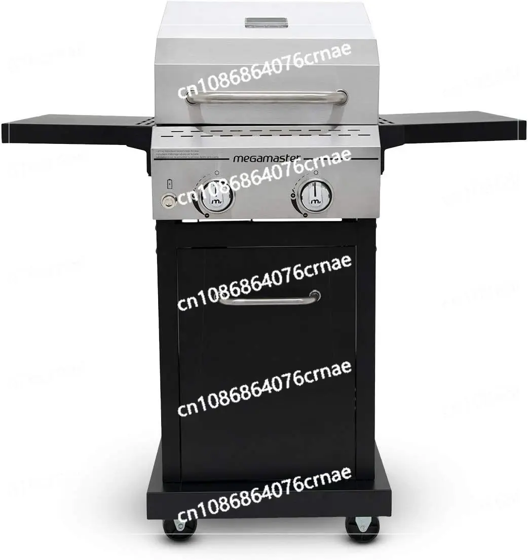 Burner Propane Barbecue Gas Grill with Foldable Side Tables, Perfect for Camping, Outdoor Cooking, Patio