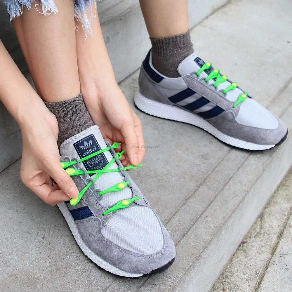 12 Pcs Silicon Elastic Laces Sneakers Shoelaces Without Ties Rubber Band for Casual Shoes Men Women Sport Shoes Lazy Accessories