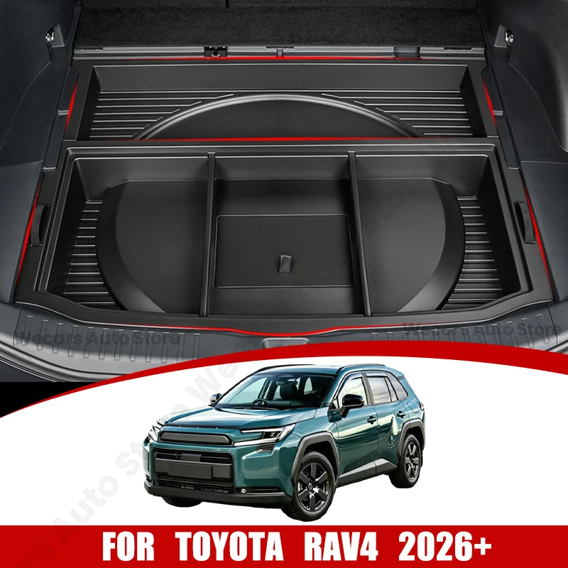 

For Toyota NEW RAV4 2026+ Large Storage Box Under Trunk ABS Waterproof Organizer Tray Rear Trunk Lower Box Inner Car Accessories