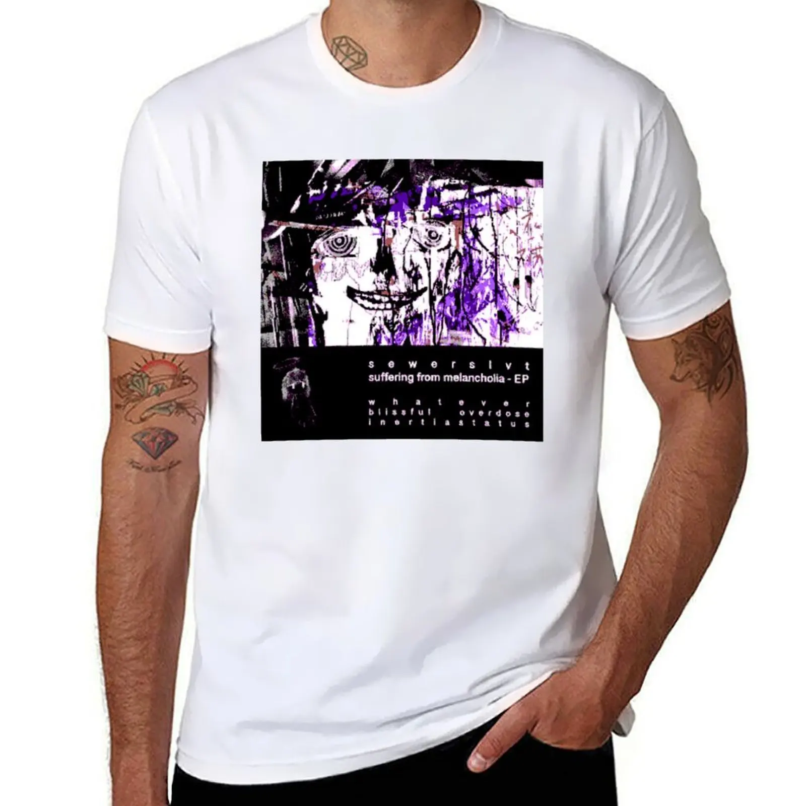 

Sewerslvt suffering from melancholia album cover T-Shirt anime t shirts oversize men t shirt cotton 100% T-shirt