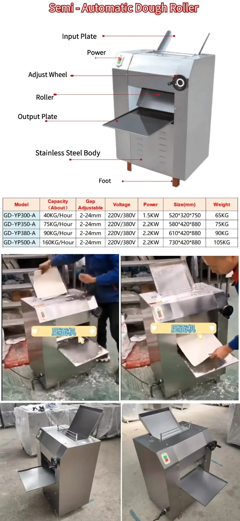 Pita Bread Commercial Automatic Small Press Presser Flour Electric Dough Roller Sheeter Sheet Flatten Rolling Machine for Bakery