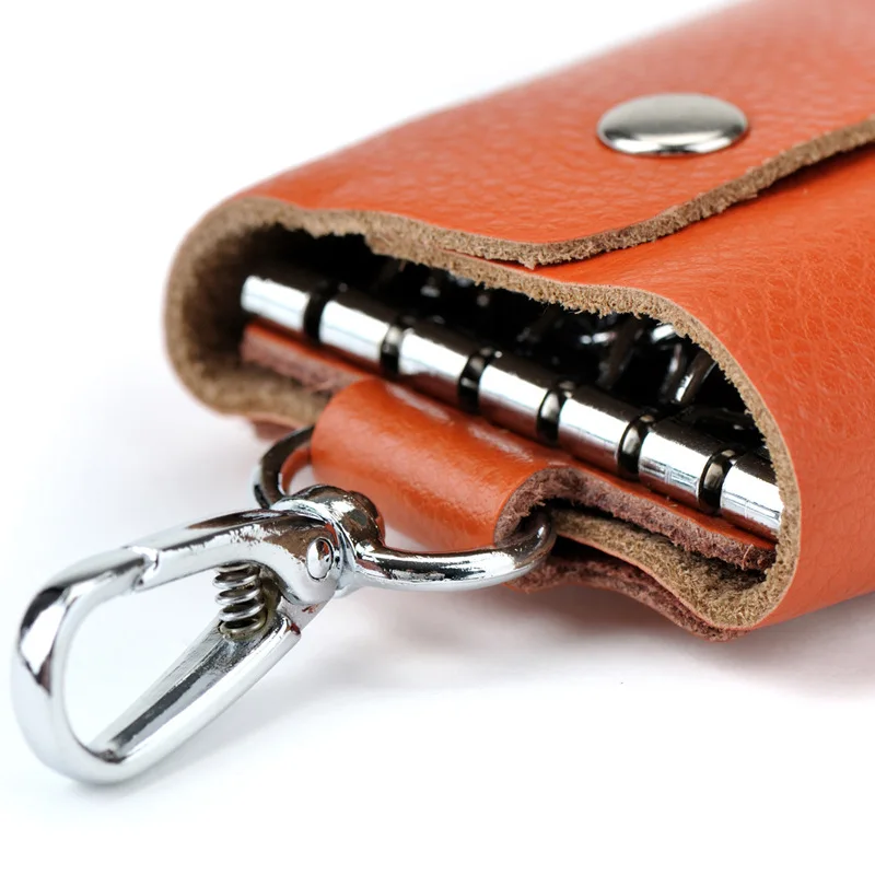 New Keychain Bag Men Women Key Holder Organizer Pouch Genuine Leather Car Key Wallet Housekeeper Key Case Mini Card Bag