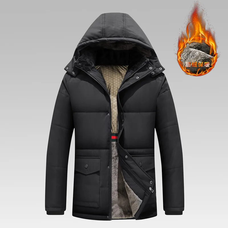 

Winter Coat Men's Middle-aged and Elderly Cotton-padded Clothes Piled and Thickened Self-heating Warm Cotton-padded Clothes