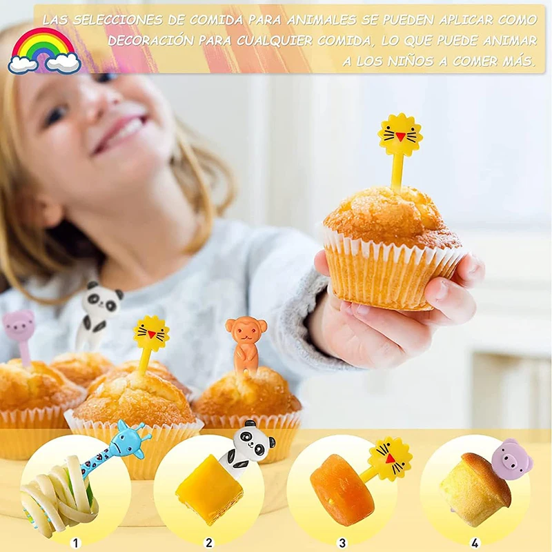 Mini Animals Food Picks for School Kids Children Cute Cartoon Fruit Forks Snack Cake Dessert Toothpicks Lunch Box Accesorioes