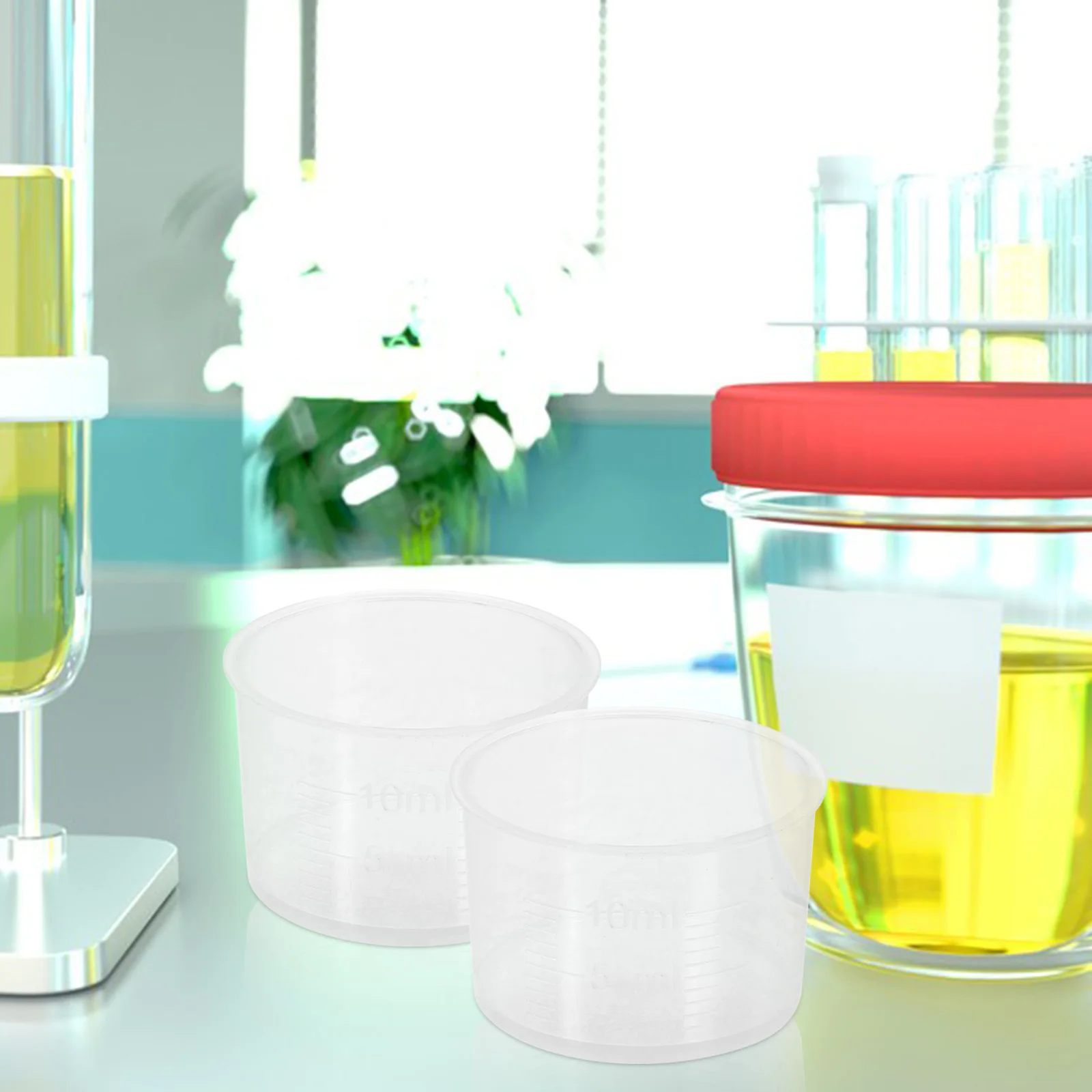 

100Pcs Plastic Clear Measuring Cups Thickened Liquid Scale Cups for Laboratory Kitchen Use Measuring Cup