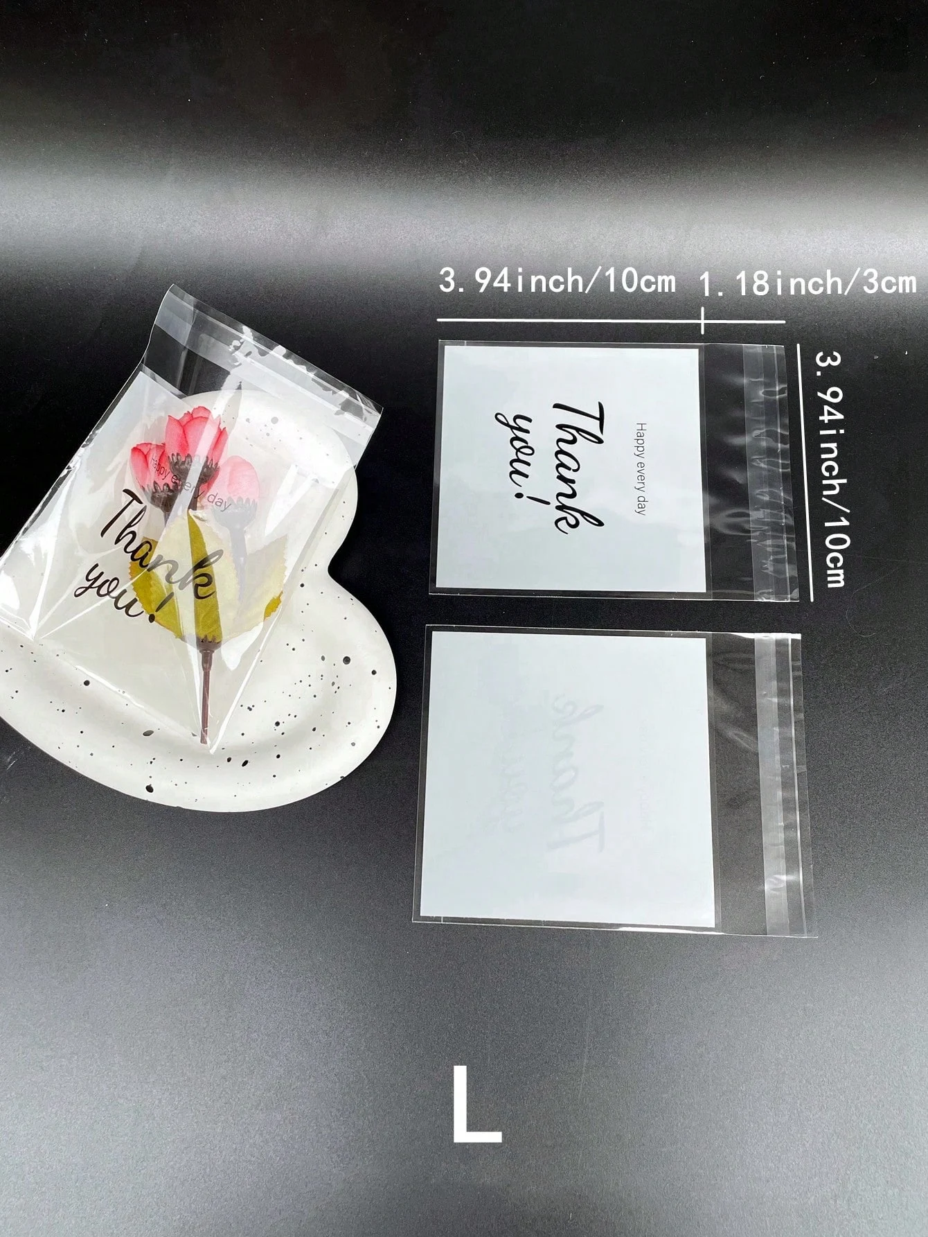 100 قطعة 3 مقاسات شكرًا لك أكياس عزل ذاتي OPP مطبوعة، أكياس هدايا صغيرة لتزيين الهدايا والحفلات