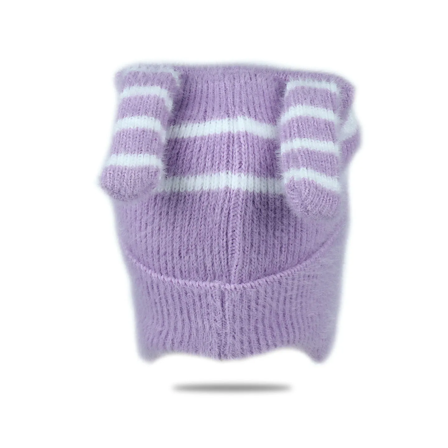 Women's Winter Knitted Earflap Hat, Striped Jacquard, Side Ear Protection That Wraps Around the Ears, Outdoor Snowing Lamb Wool Coat Paired with a Warm Knit Hat