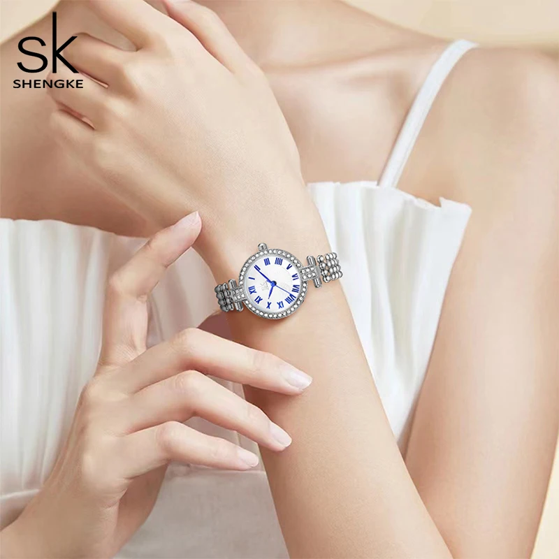 Shengke Fashion Ladies Watches Waterproof Top Brand SK Quartz Silver Clock Women Elegant Design Dress Wrist Watch Reloj Mujer