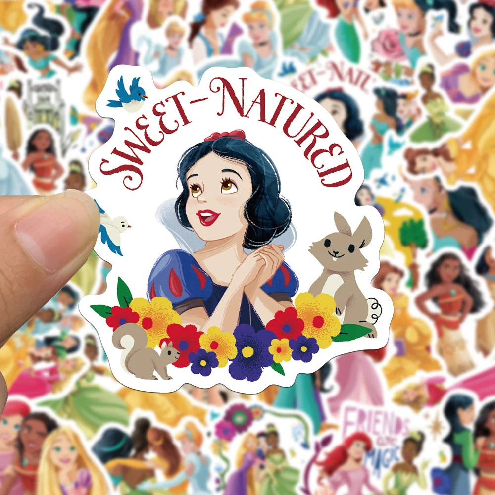 10/50/100/200pcs Mixed Disney Princess Cartoon Stickers Kawaii Decorative Stationery Phone Case Ariel Snow White Anime Decals view 5